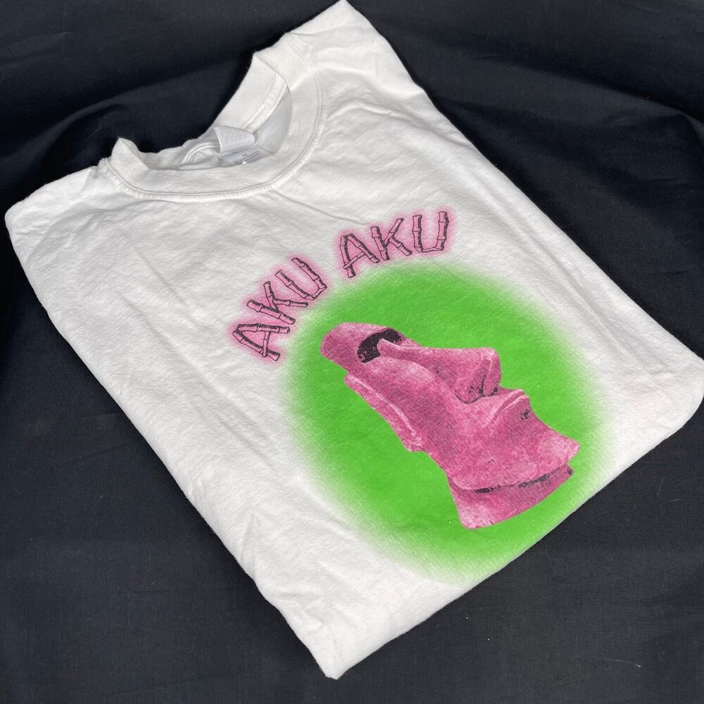 Aku Aku Stardust Hotel Las Vegas Tiki Bar Restaurant Moai White Mens XL T-Shirt
